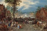 Village Scene with a Canal Jan Brueghel